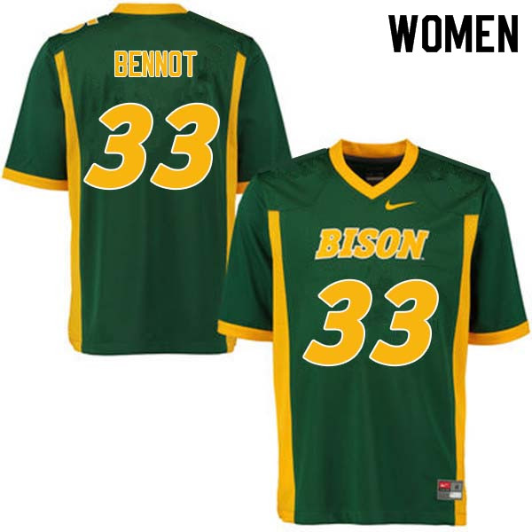 Women #33 Bryce Bennot North Dakota State Bison College Football Jerseys Sale-Green - Click Image to Close